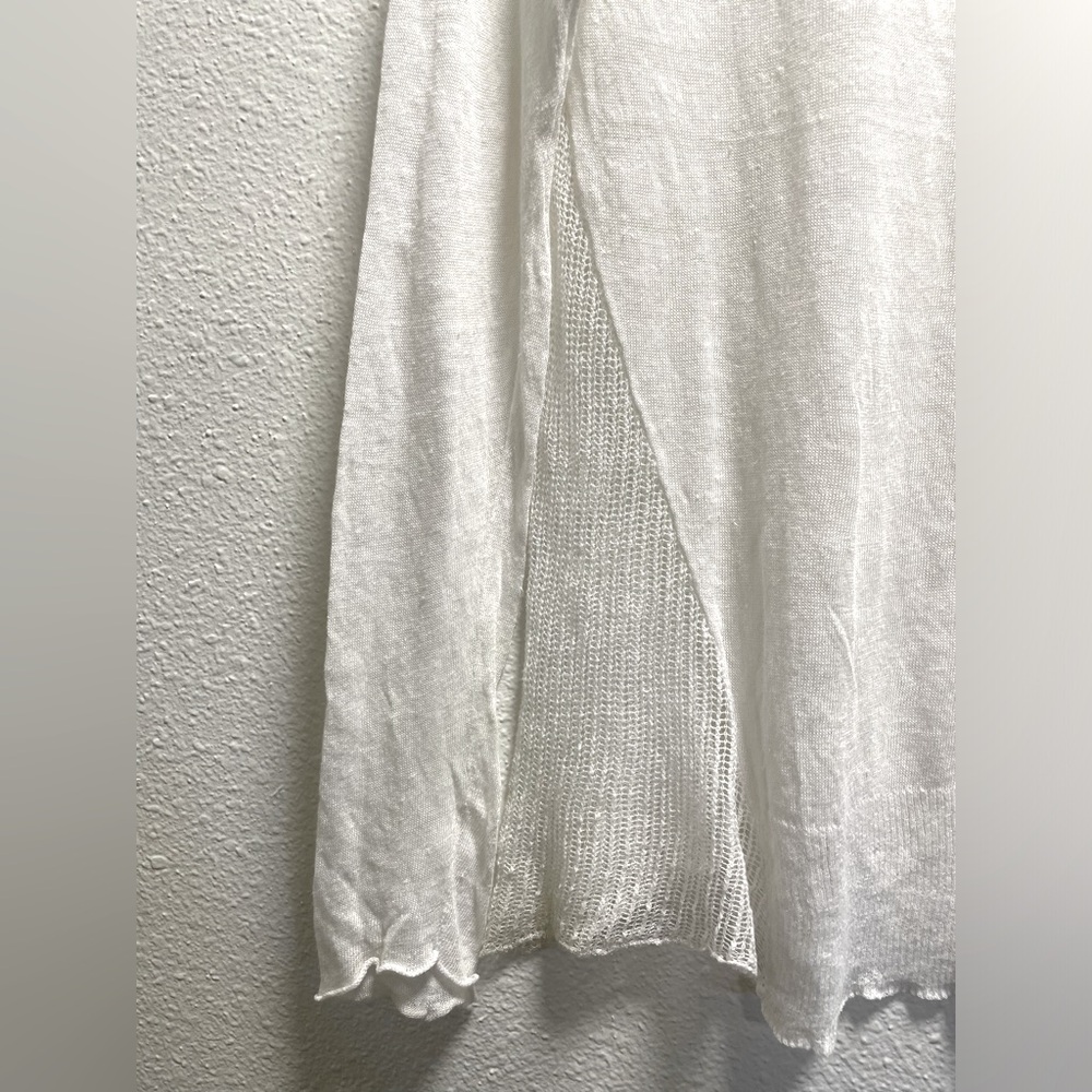 Eileen Fisher Hemp Blend Knit Sheer Long Sleeve Blouse  Italian Yarn White Small - Picture 5 of 8